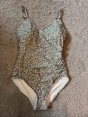 Michael Kors Olive Green Print One-Piece Swimsuit
